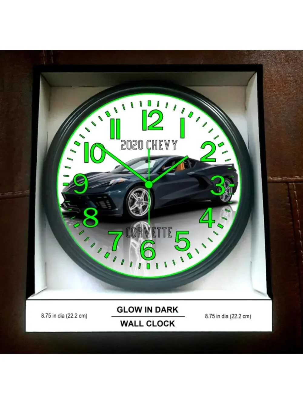 2020 Chevy Chevrolet Corvette Glow In The Dark Wall Clock New!